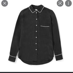 Everlane Piped Silk Notch Collar Button Down